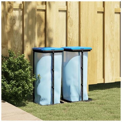 Porta Sacchi Spazzatura 2 Pz Nero E Blu 60 L In Pp - Foto 2