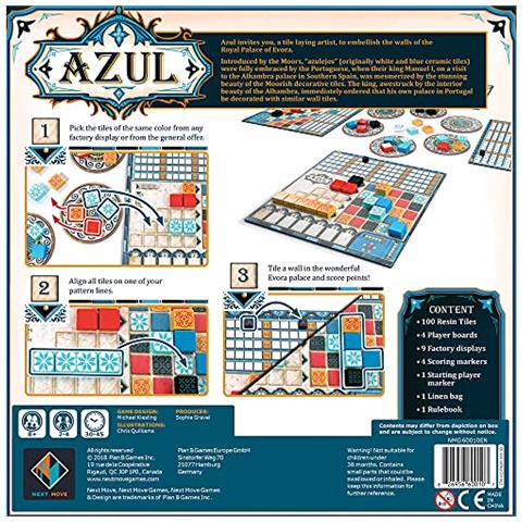 Gioco Da Tavolo Azul - Gioco Strategico Di Posizionamento Delle Tessere Per Il Divertimento Di Tutta La Famiglia, Ottimo Gioco Per Bambini E Adulti, Dagli 8 Anni In Su, 2-4 Giocatori, Tempo Di Gioco Di 30-45 Minuti, Realizzato Dai Giochi - Foto 3
