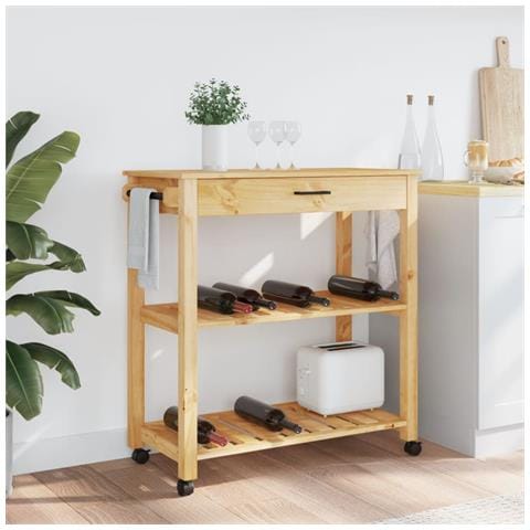 Carrello Da Cucina Monza 84x40x90 Cm In Legno Massello Di Pino - Foto 3
