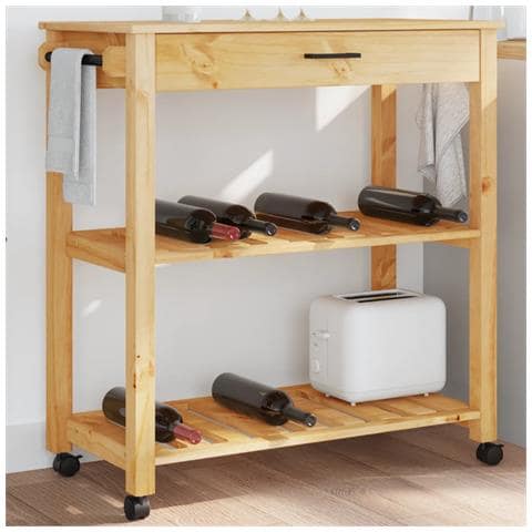 Carrello Da Cucina Monza 84x40x90 Cm In Legno Massello Di Pino - Foto 1