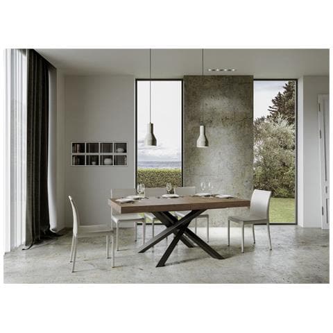 Tavolo Allungabile 90x160/420 Cm Volantis Telaio Antracite - Noce - Foto 6