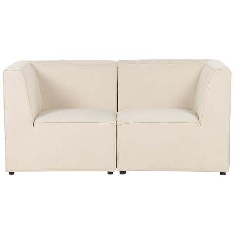 Divano Modulare 2 Posti Lemvig Velluto A Coste Beige Chiaro - Foto 2