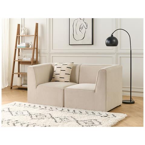 Divano Modulare 2 Posti Lemvig Velluto A Coste Beige Chiaro - Foto 1