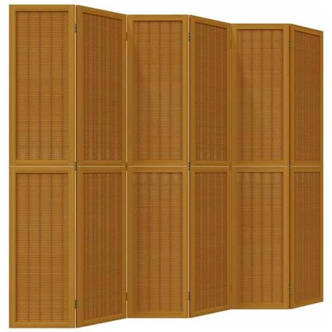 Divisorio Ambienti 6 Pannelli Marrone Legno Massello Paulownia - Foto 2