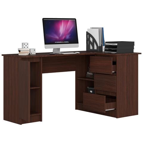 Scrivania ad angolo B20 destro, 1 anta e 3 cassetti, 155x85x77 cm, Colore Weng? - Foto 2