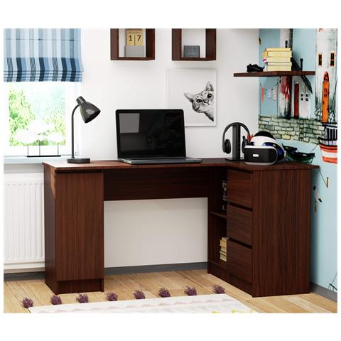 Scrivania ad angolo B20 destro, 1 anta e 3 cassetti, 155x85x77 cm, Colore Weng? - Foto 6