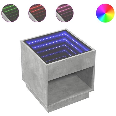 Tavolino Da Salotto Con Led Infinity Grigio Cemento 50x50x50 Cm - Foto 2