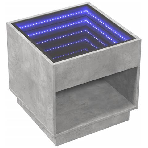 Tavolino Da Salotto Con Led Infinity Grigio Cemento 50x50x50 Cm - Foto 3