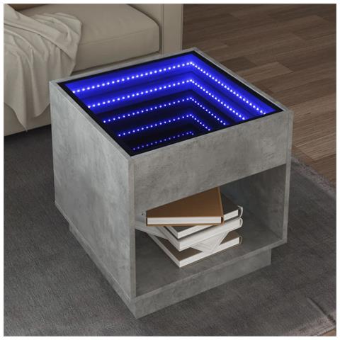 Tavolino Da Salotto Con Led Infinity Grigio Cemento 50x50x50 Cm - Foto 1