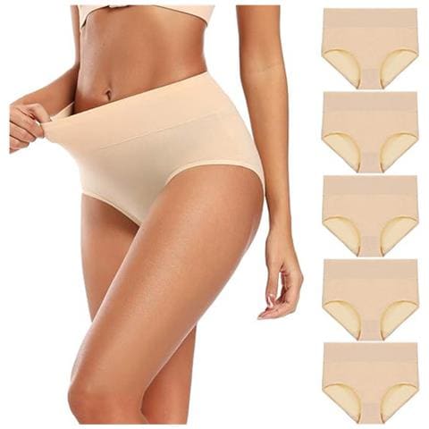 Mutandine A Vita Alta (confezione Da 5) Beige S - Foto 1