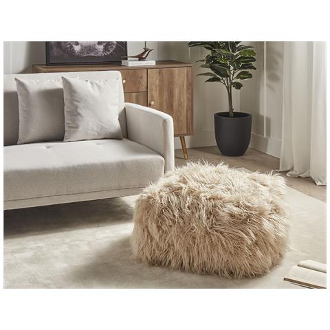 Pouf Mukki Finta Pelliccia Beige - Foto 1