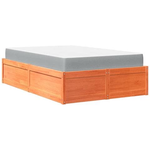 Letto Con Materasso Marrone Cera 120x190cm Legno Massello Pino - Foto 2