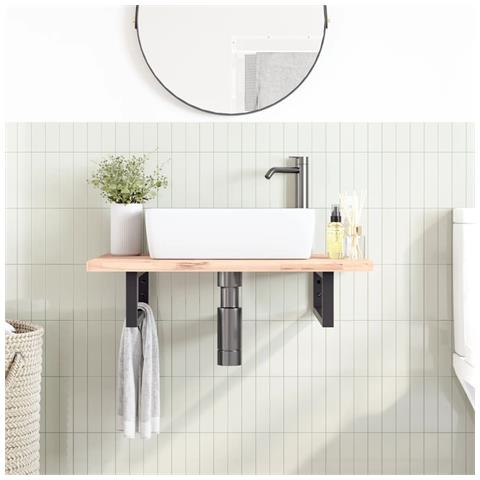 Reggimensole Per Lavabo 2 Pz Nere Rettangolari In Acciaio - Foto 3