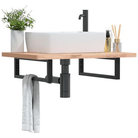 Reggimensole Per Lavabo 2 Pz Nere Rettangolari In Acciaio - Foto 1