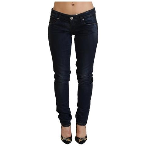 Jeans Denim Da Donna Slim Fit A Vita Bassa Blu - W26 - Foto 1