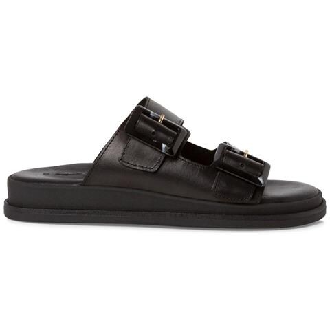 Black Leather Casual Open Slippers Ciabatte Pelle Scarpe Donna Nero Eu 36, 1-27207-42 003 - Foto 2