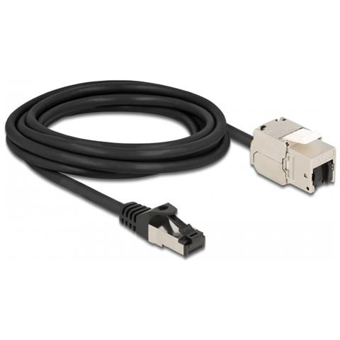 Cavo RJ45 maschio a modulo Keystone RJ45 femmina Cat. 6A 3 m nero - Foto 2