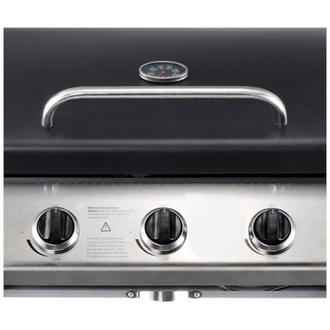 Barbecue A Gas 3 Fuochi - 1209x586x1076mm - Griglie Smaltate, Vassoi Laterali, Termometro Sul Coperchio - Colore N - Foto 2
