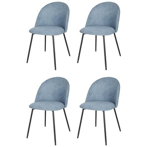 Set 4 Sedie Sala Da Pranzo Luna Gambe In Acciaio Nero Opaco, Tessuto Jeans - Foto 1