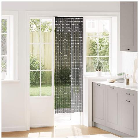 Tenda Antimosche Per Porte Grigio Scuro 56x185 Cm Bambù - Foto 2