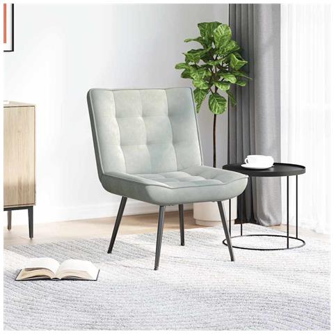 Sedia Relax 64x74x84 Cm Grigio Chiaro In Velluto - Foto 3