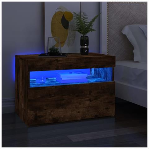 Lusso Casadino - Mobile Porta Tv Con Luci Led Rovere Fumo 60x35x40 Cm - Foto 2