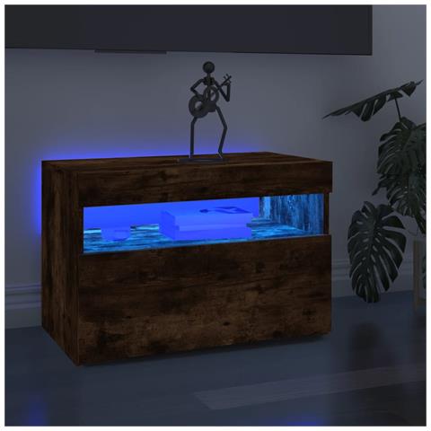 Lusso Casadino - Mobile Porta Tv Con Luci Led Rovere Fumo 60x35x40 Cm - Foto 8