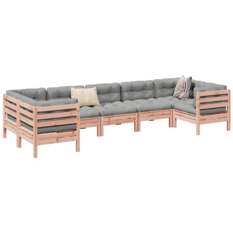 Set Divani Giardino 7 pz Cuscini Legno Massello Abete Douglas - Foto 2