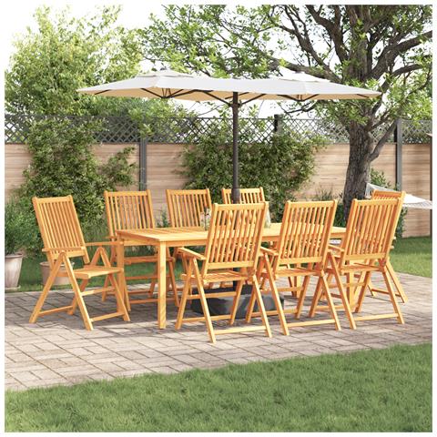 Set da pranzo da giardino 9 pezzi in legno massello di acacia pieghevole - Foto 2