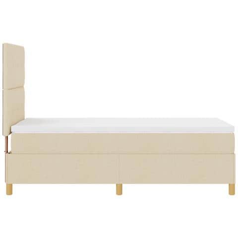 Letto con sommier e materasso crema 100x200 cm in tessuto - Foto 9
