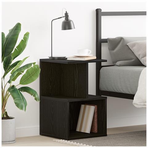 Comodino in rovere nero 35x35x55 cm in legno ingegnerizzato - Foto 2