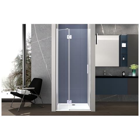 Box Doccia 110 Cm Anta Singola Ad Un Battente Per Nicchia H200 Cm Cristallo Anticalcare Trasparente 6mm Profilo Cromato Olly - Foto 1