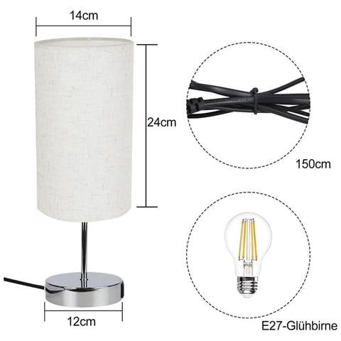 Lampada Da Tavolo Dimmerabile Al Tocco Con Funzione Di Ricarica Usb E Paralume In Tessuto - Foto 2