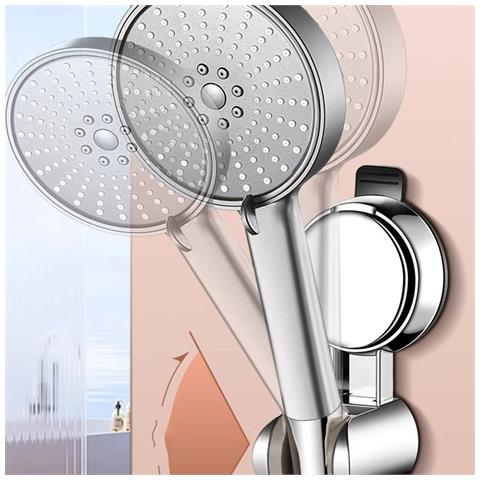 Supporto Per Soffione Doccia A Ventosa Senza Foratura - Staffa Da Bagno Regolabile E Rimovibile Silver - Foto 7