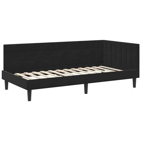 Cornice del letto ad angolo Nero 100 cm x 200 cm Velluto - Foto 1