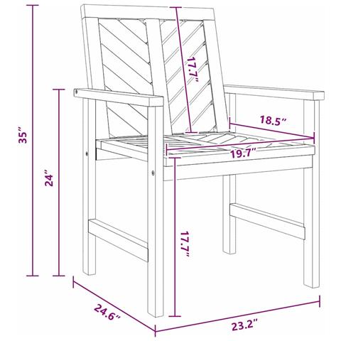 Sedie da pranzo da giardino 8 pcs Marrone 59 x 62.5 x 89 cm - Foto 9