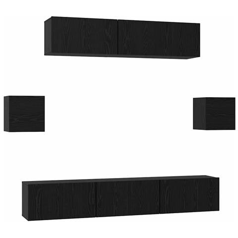 Set mobile TV 7 pcs Rovere nero 80 x 30 x 30 cm - Foto 1