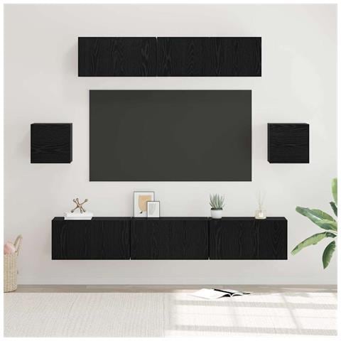 Set mobile TV 7 pcs Rovere nero 80 x 30 x 30 cm - Foto 2
