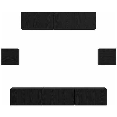 Set mobile TV 7 pcs Rovere nero 80 x 30 x 30 cm - Foto 9