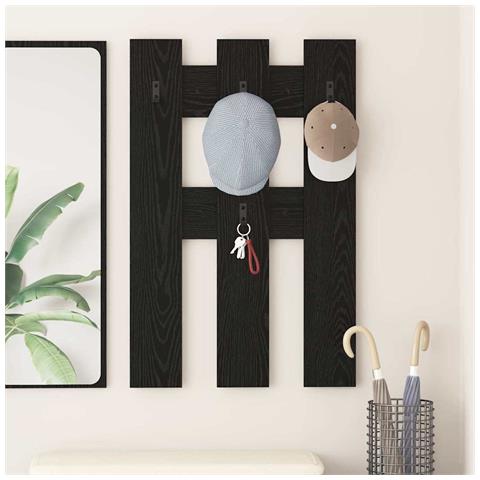 Appendiabiti a muro Rovere nero 65 x 3 x 100 cm - Foto 2