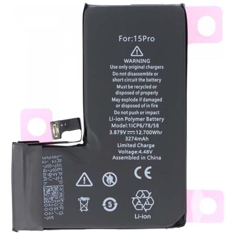 Batteria Di Ricambio Per Iphone 15 Pro Li-polymer 3,87v 3274mah 12,7 Wh - Foto 1