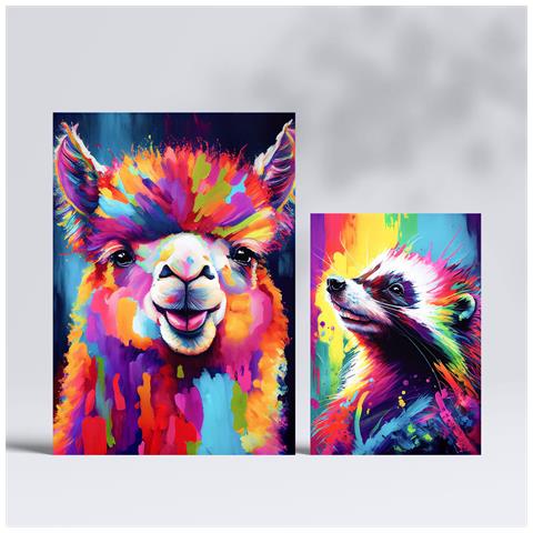 Set Di 6 Stampe Ritratto Di Animali Sciocchi, Illustrazioni Vivaci In Stile Acquerello Di Animali Sorridenti, Design D'interni A3 & A4 Senza Cornice - Foto 2