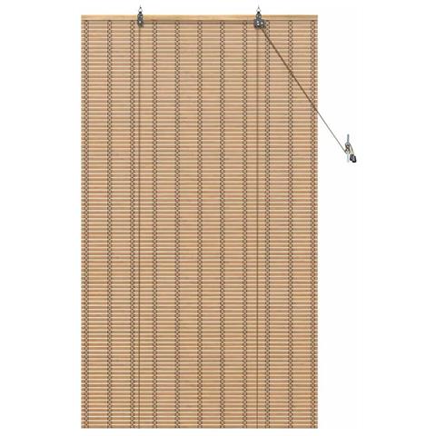 Tenda a rullo con tende Marrone Chiaro 100 x 160 cm Bambù - Foto 1
