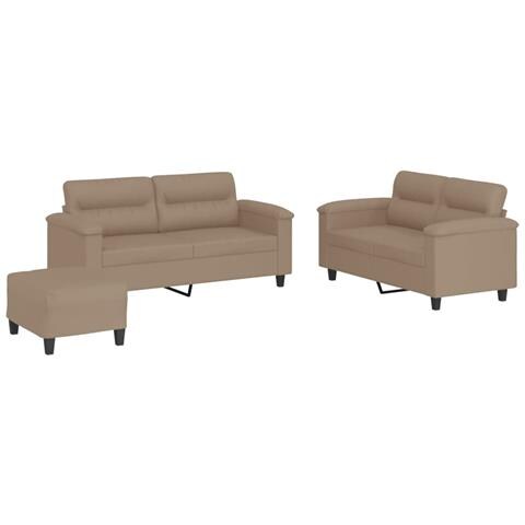 Set di Divani 3 pz con Cuscini cappuccino in Similpelle - Foto 1