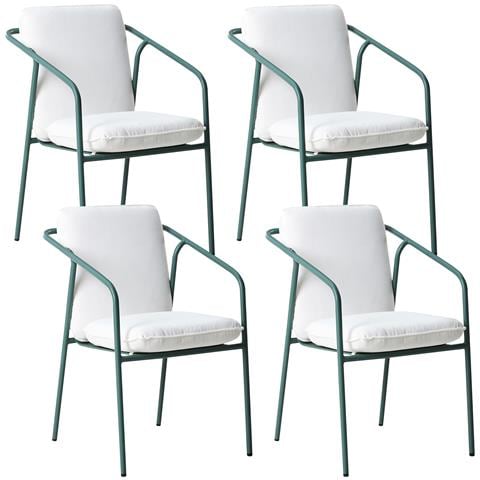 Set Di 4 Sedie Da Giardino Con Cuscini Asciano Metallo Verde - Foto 2