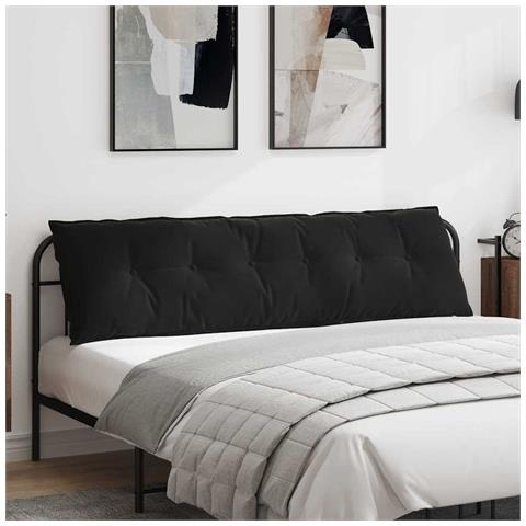 Cuscino per Schiena Nero 180 x 50 cm Tessuto in Cords - Foto 2