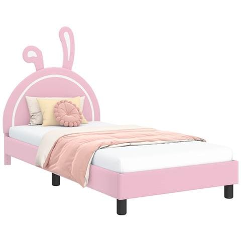 Struttura letto bambini con testata Rosa 90 x 190 cm PU - Foto 1