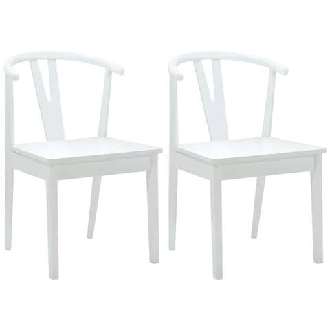 Sedia da pranzo 2 pcs Bianco e Bianco Legno di gomma solido - Foto 1