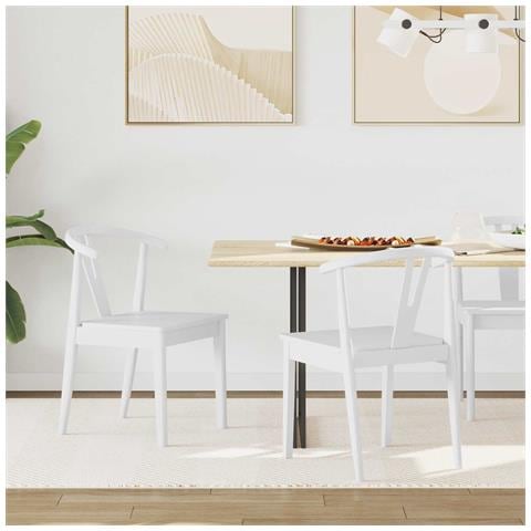 Sedia da pranzo 2 pcs Bianco e Bianco Legno di gomma solido - Foto 2