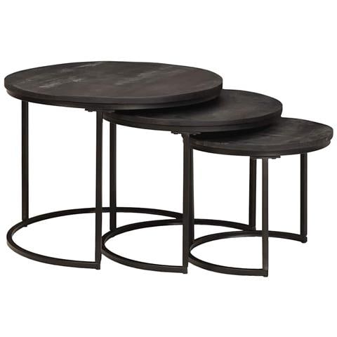 Tavoli da Caffè Nido 3 pcs Legno massello di mango e acciaio - Foto 1